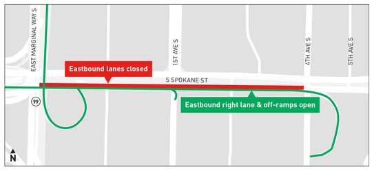 SSV Eastbound Closures Map