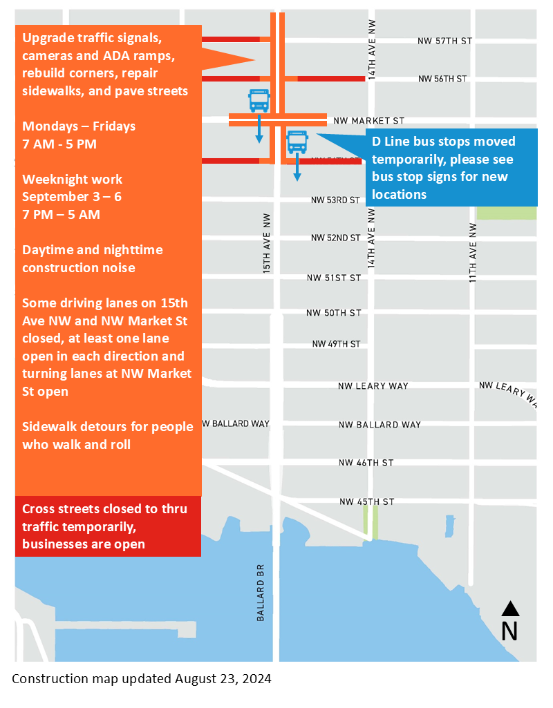 Construction map for the week of August 23