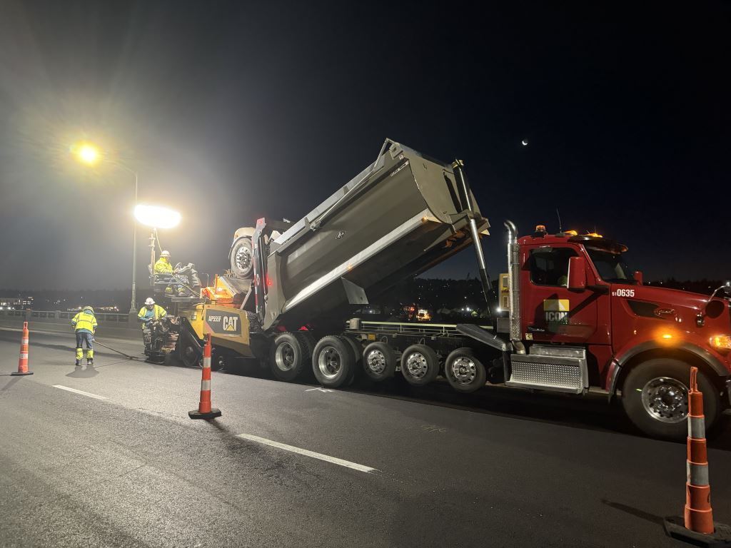 Crews pave lanes on the Ballard Bridge 