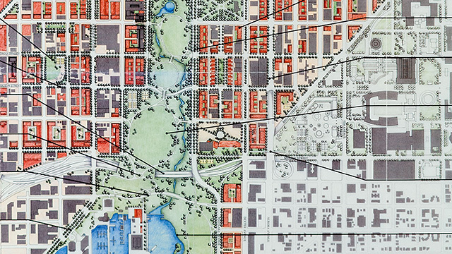 Multicolored map of Seattle