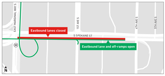 South Spokane St. Viaduct eastbound closures and exits