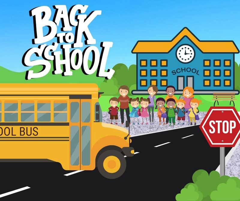 Graphic of children heading back to school