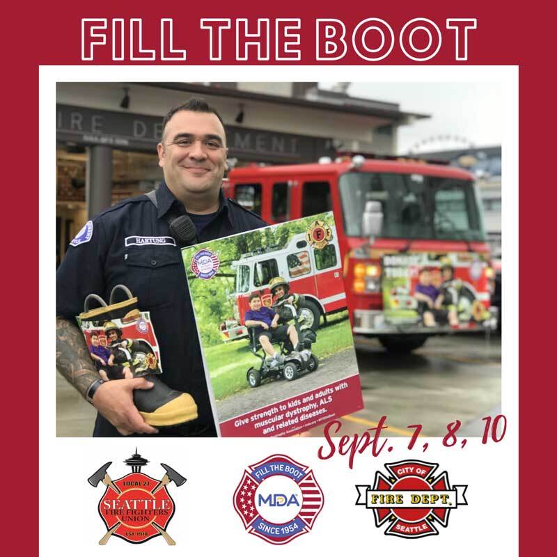 Graphic promoting the "Fill the boot" campaign fundraiser for the Muscular Dystrophy Association