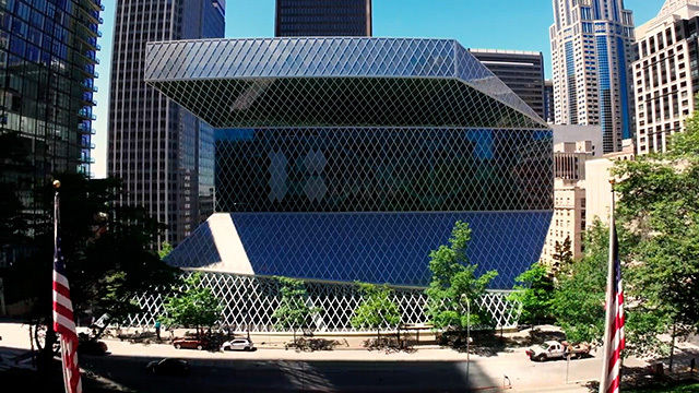 Streetview of the downtown Seattle library