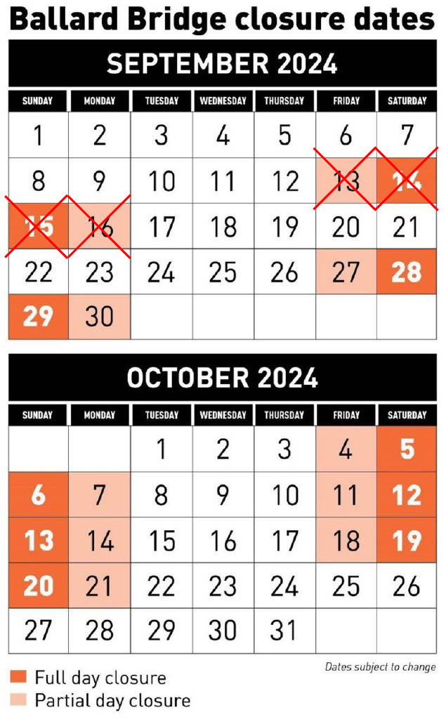 Ballard Bridge Calendar Updated