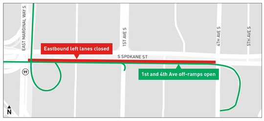 SSV EB Left Lanes Open 1st & 4th