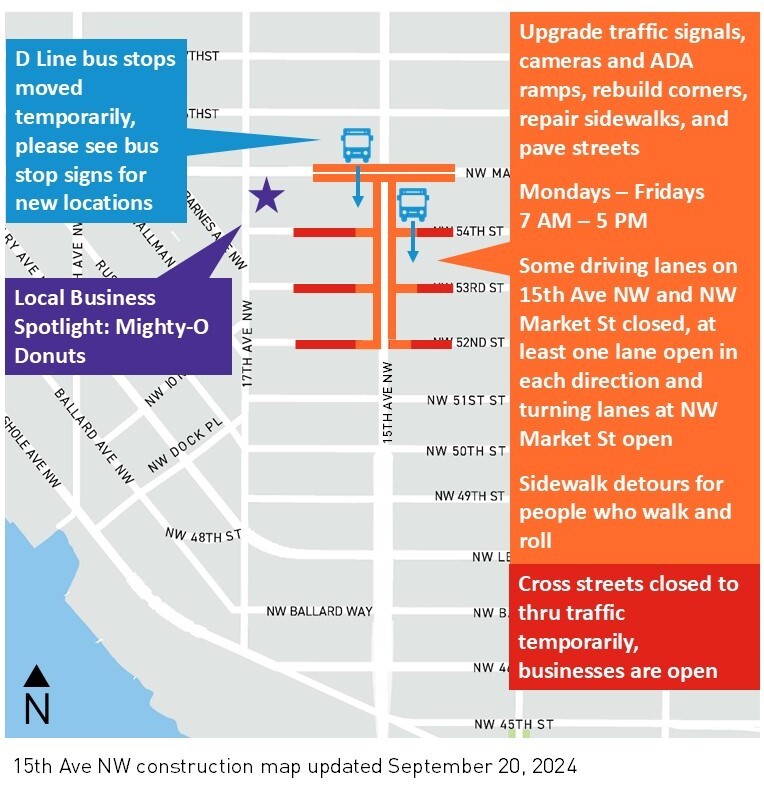 Map of upcoming construction as of September 20, 2024.