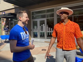 Postsecondary Program Advisor Jesse Cooley with partner D’Andre Fisher, Seattle Colleges Associate Vice Chancellor for EDI