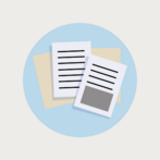 Graphic image of paperwork in an open folder