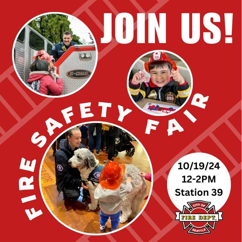 Graphic promoting the Oct. 19 Fire Safety Fair at Station 39 in Lake City