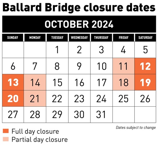 Ballard Bridge October Calendar