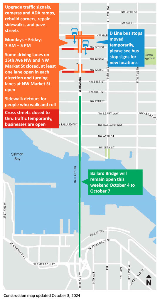 Ballard Bridge Construction Map 10.03