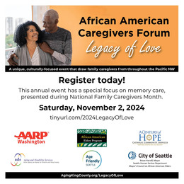 Screenshot of event flyer for the Legacy of Love African American Caregivers Forum