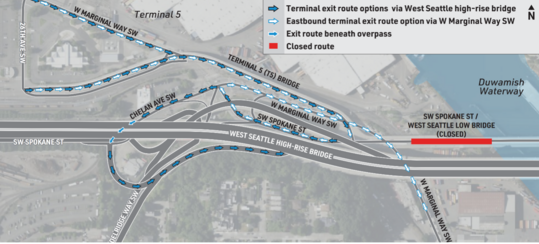 Spokane St Swing Bridge Detour Map #2