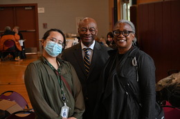 SMC's Linh Le, Judge Willie Gregory, and Victoria Moreland at Community Relief Day