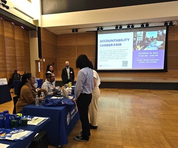 OPA’s community engagement team, tabling at the U of W  Daniel J. Evans School of Public Policy and Governance Accountability Career Fair.