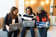 Photo of three young Black women sitting on a sofa with laptops from pexels.com by Christina Morillo divinetechygirl #1181233