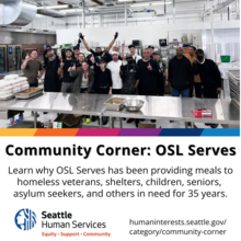 Community Corner social media graphic highlighting OSL Serves