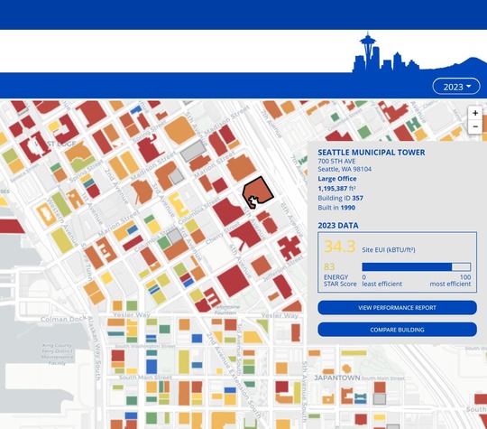 Screen capture of the Seattle Energy Benchmarking map