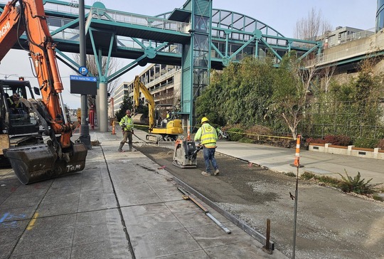 Construction crews working on early construction activities on December 10, 2024. Photo: SDOT
