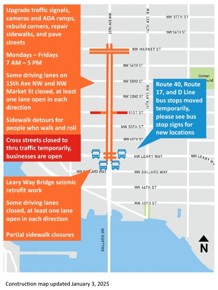 15th Ave WNW Construction Map January 3, 2025