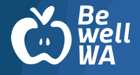 Graphic logo for Be Well Washington with an image of an apple