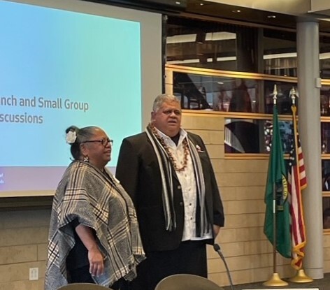 Samoa Head of State, Afioga Tuimalealiifano Vaaletoa Sualauvi II, and PICAWA Executive Director, Sili Savusa.