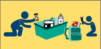 graphic of a person building an emergency kit with their loved one