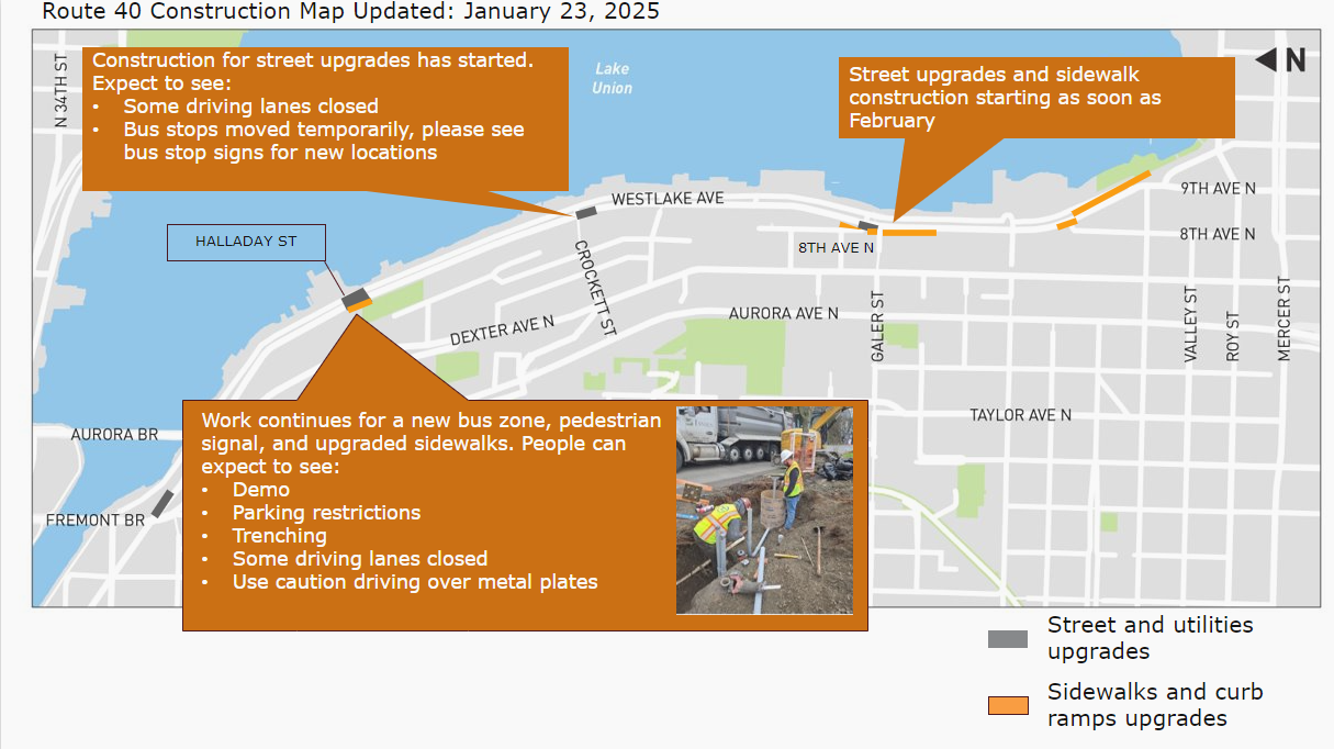 Construction activities on Westlake Ave