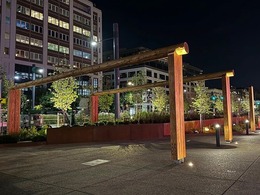 new artwork along the waterfront at night