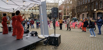 musicians performing at a Downtown park
