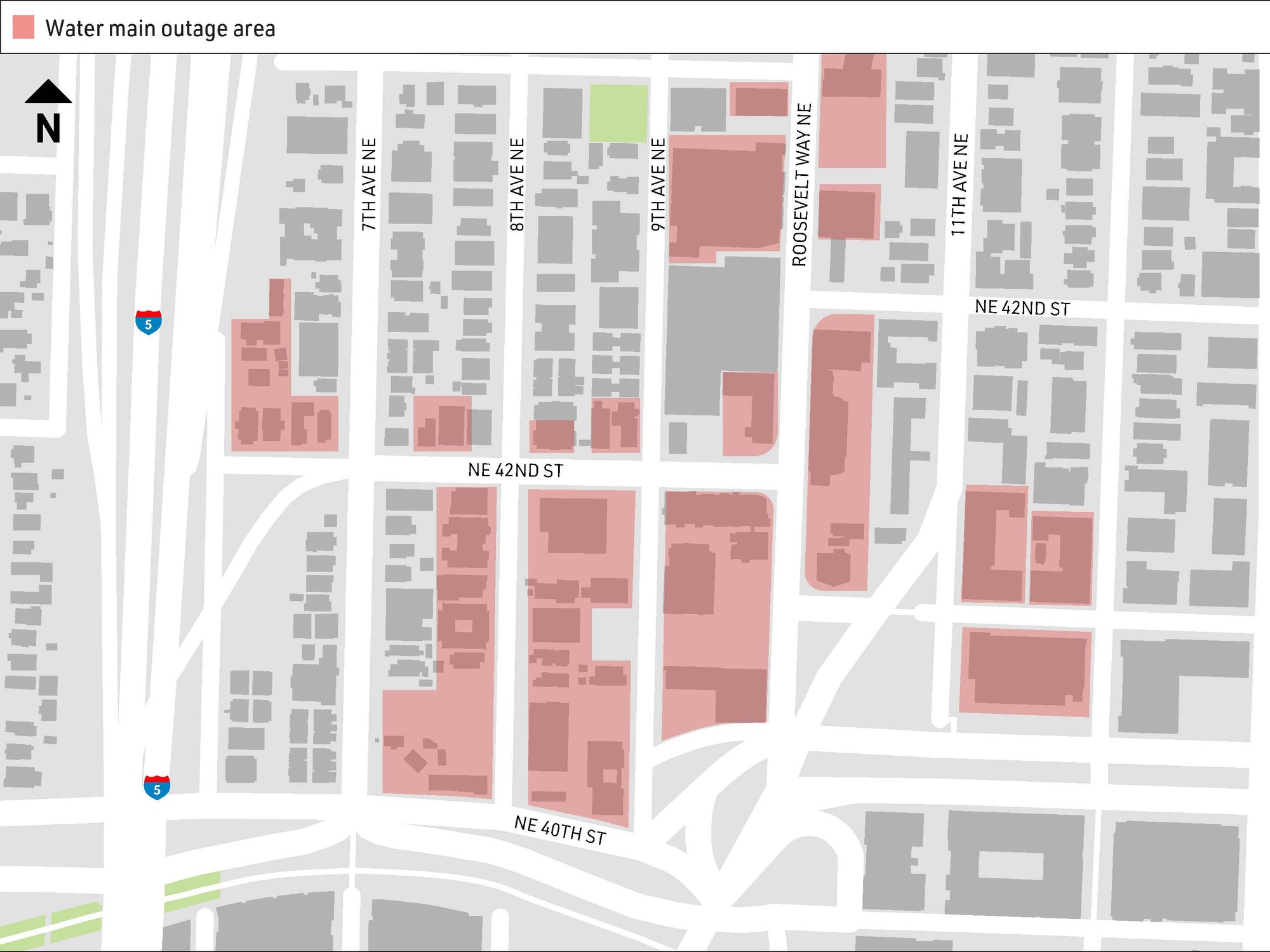 42nd Water Main Shutoff map