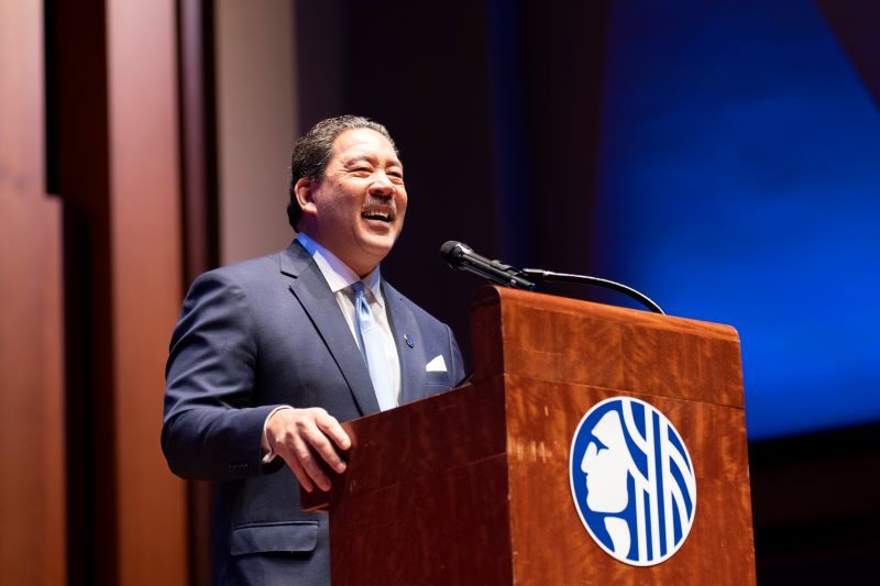 Mayor Harrell smiles at the State of the City.