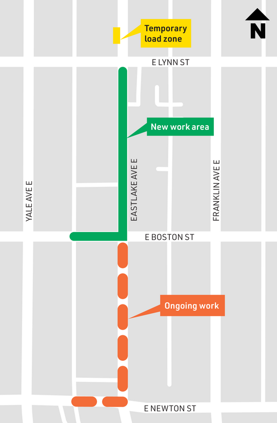 Stormwater work is progressing north to E Lynn St. 