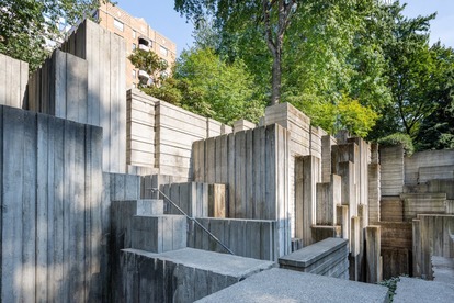 The Brutalist architecture of Freeway Park.