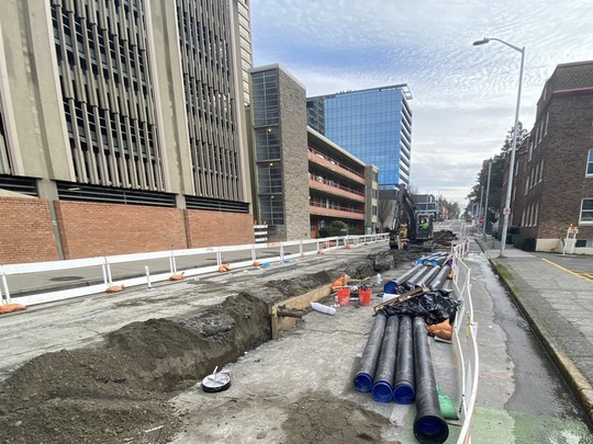 Water main installation on NE 43rd St. 