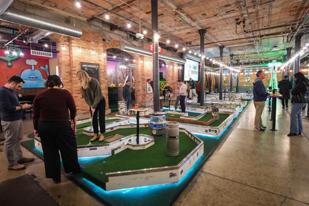 Mini-golf at Flatstick Pub in Pioneer Square.