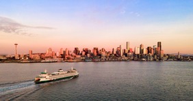Seattle skyline at sunset