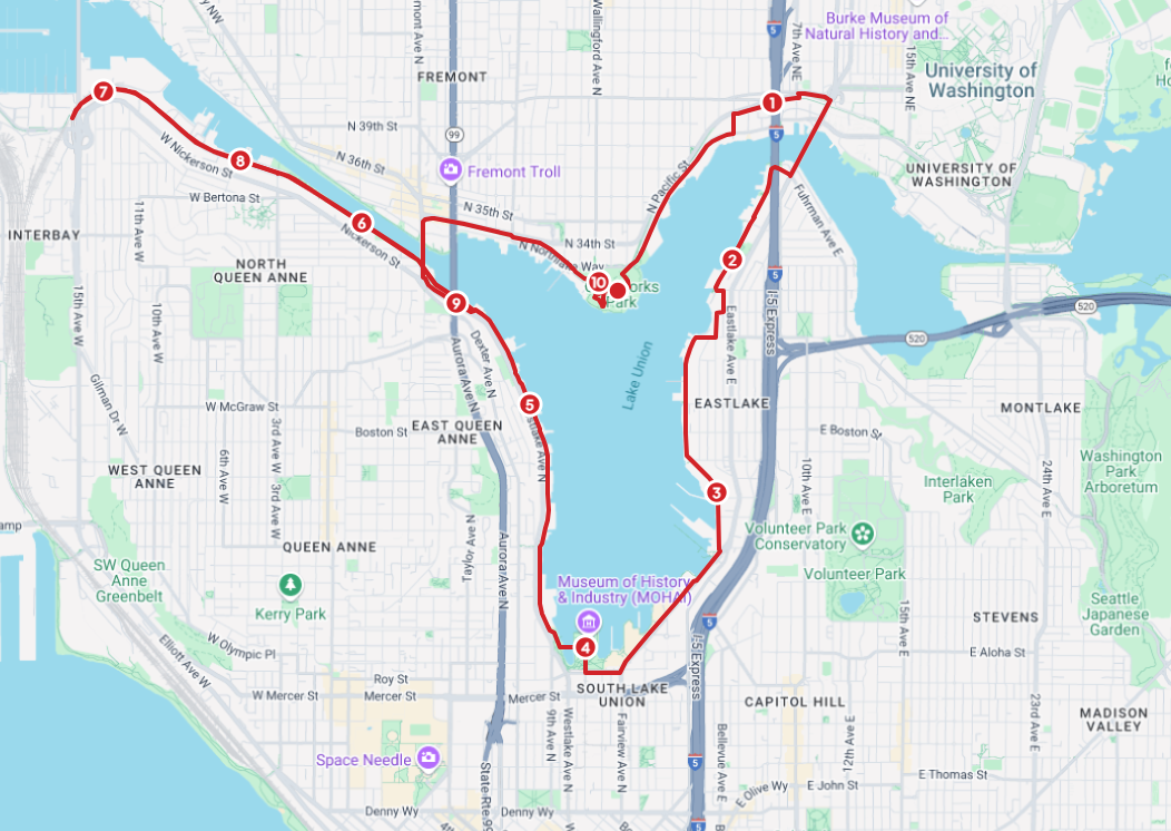 Map of the Tenacious 10 Run route.  