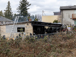 Firefighters at a vacant building fire.