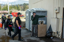 Firefighters in a training exercise
