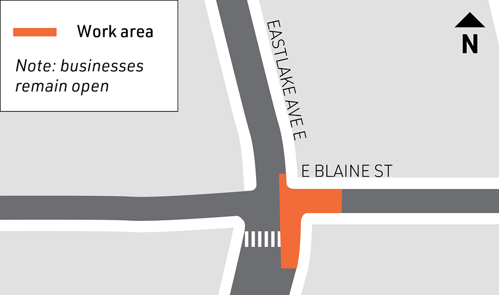 Map of closure on E Blaine St. 
