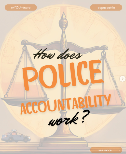 Orange graphic with text that says 'How does police accountability work?' 