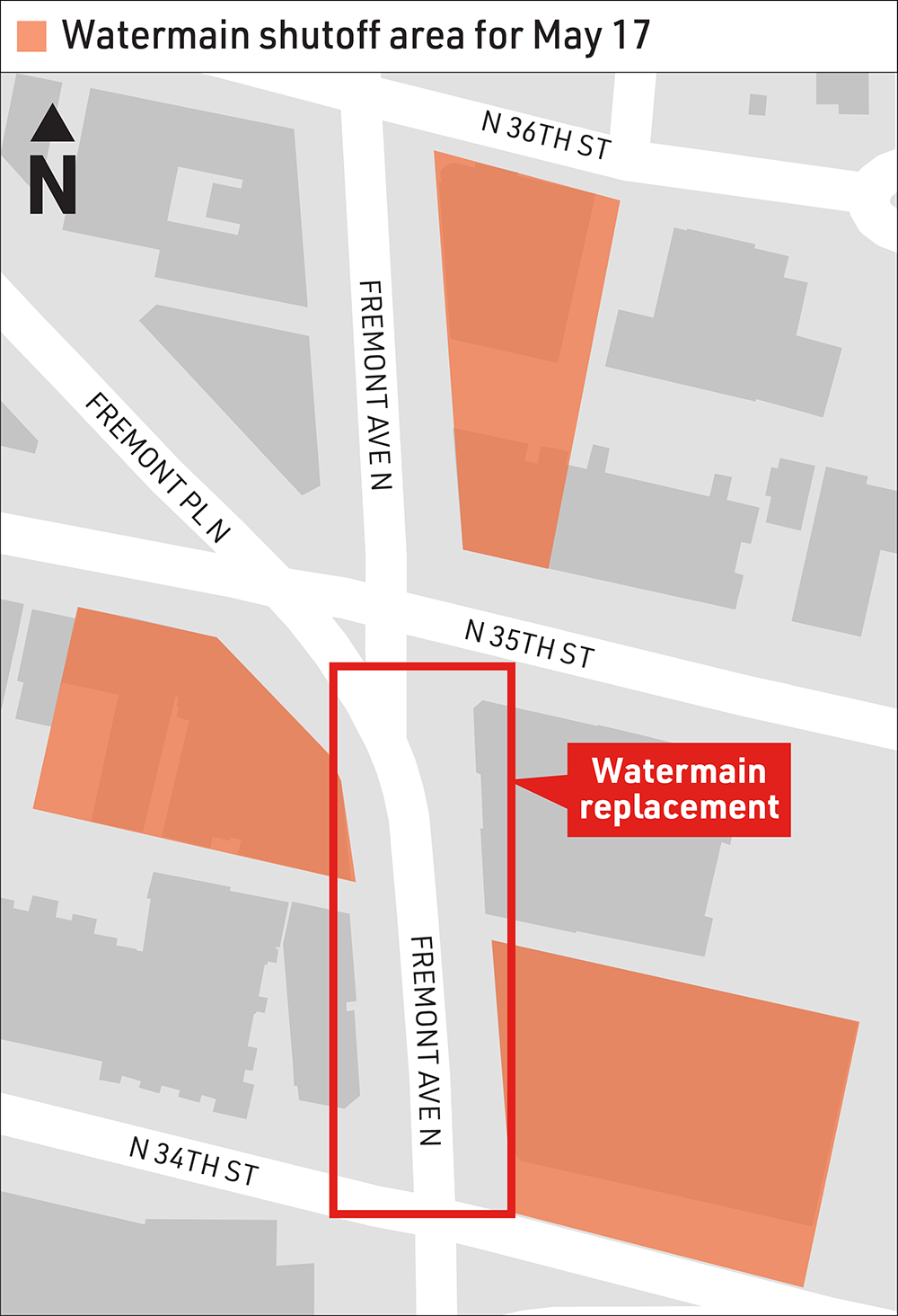 Watermain shutoff area for may 17