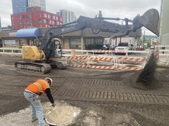 Crews repave NE 43rd St. 