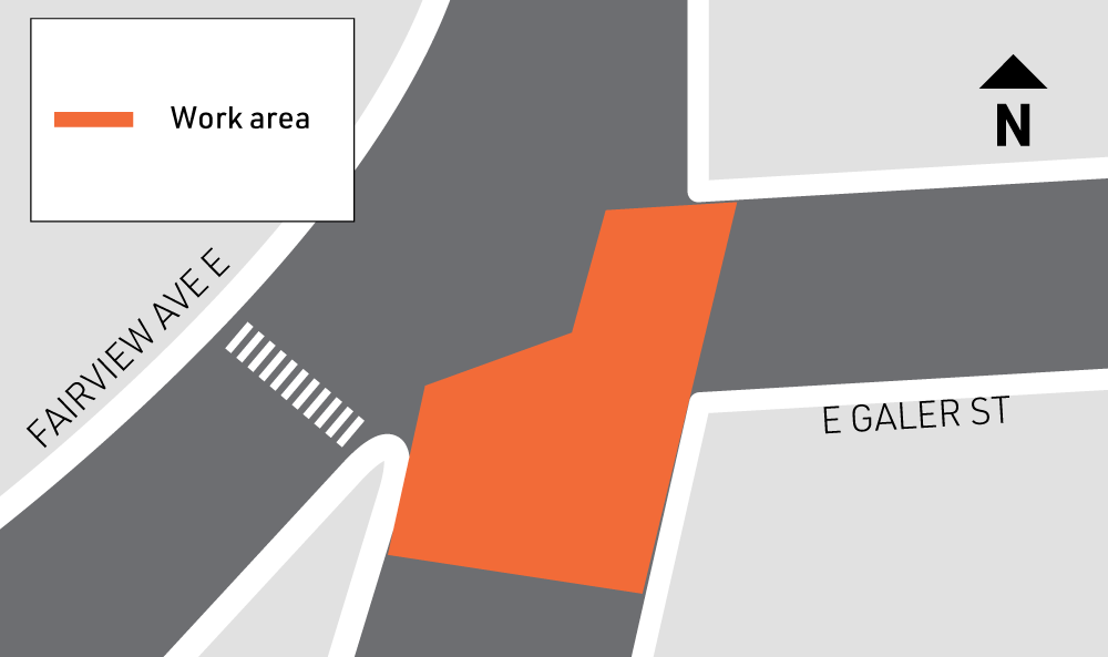 Night work at the intersection of Fairview Ave E and E Galer St. 