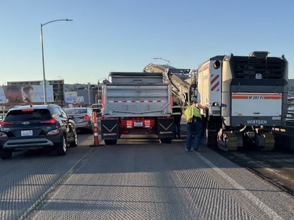 Image of grinding work on roadway