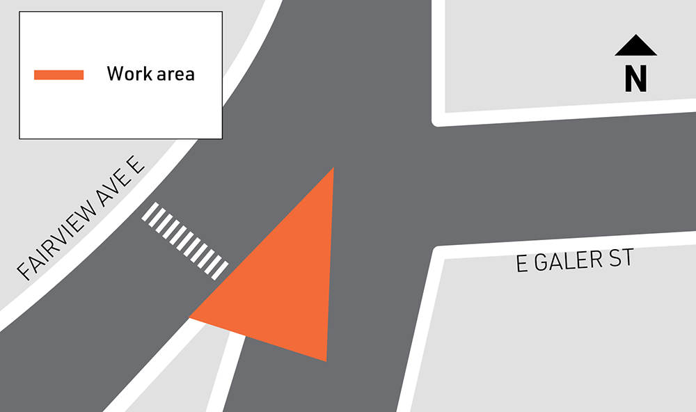 Night work at the intersection of Fairview Ave E and E Galer St. 