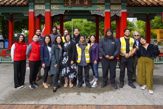 Group picture with Mayor Bruce Harrell and partners announcing new ambassador program