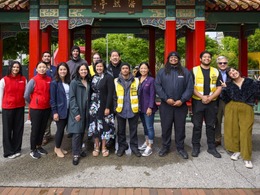 a group of people posing for a photo at Hing Hay Park